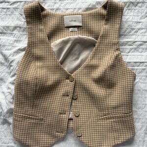Wilfred Cream and Tan Houndstooth Vest